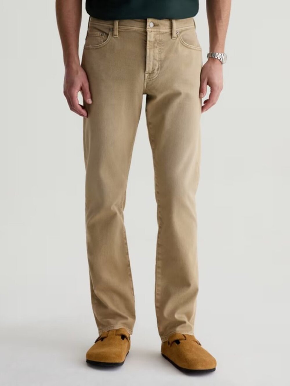 AG Adriano Goldschmeid Everett Slim Straight Leg Tan Flat Front Jeans 36x34